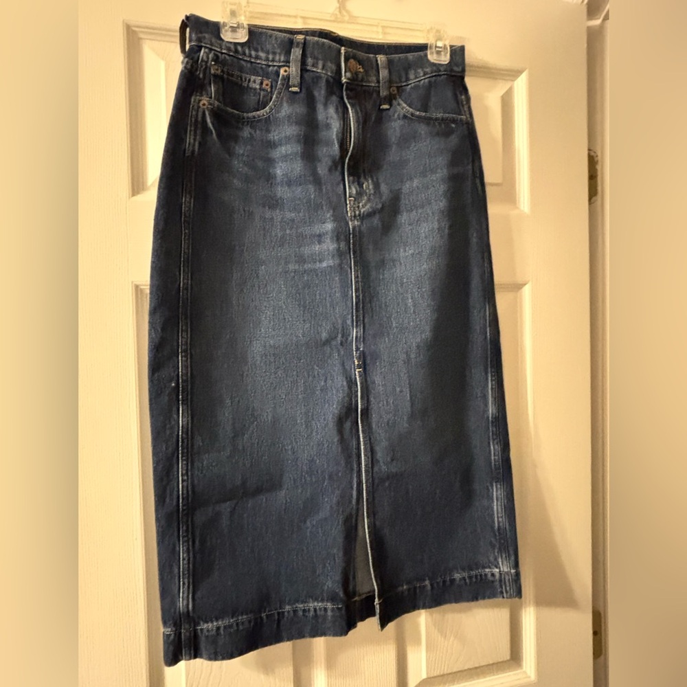 J. Crew Factory Blue Denim Midi Skirt